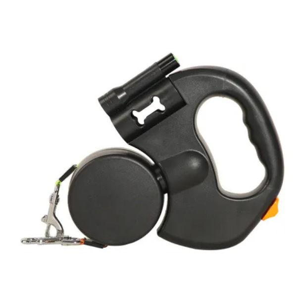 Laisse Rétractable Double pour Chiens – LED, Fils Réfléchissants 3M & Porte-Sac à Crotte