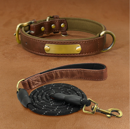 Collier Chien Personnalisé en Cuir – Gravure Nom & Téléphone Offerte | Rembourré & Confortable