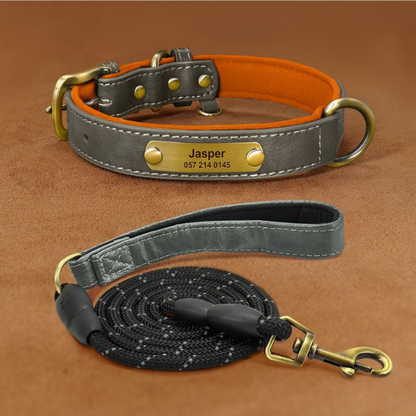 Collier Chien Personnalisé en Cuir – Gravure Nom & Téléphone Offerte | Rembourré & Confortable