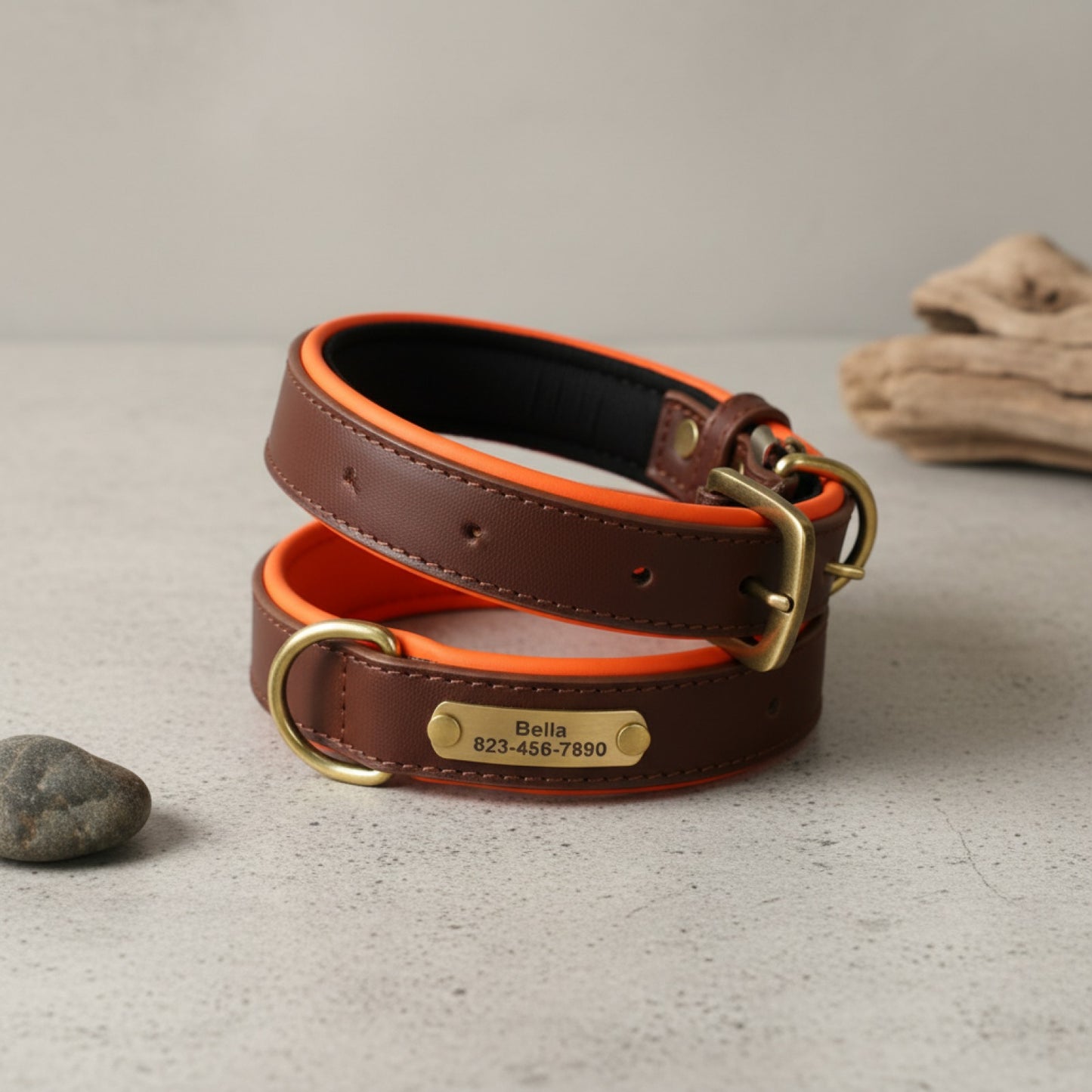 Collier Chien Personnalisé en Cuir - Gravure Nom Offerte - Rembourré & Confortable